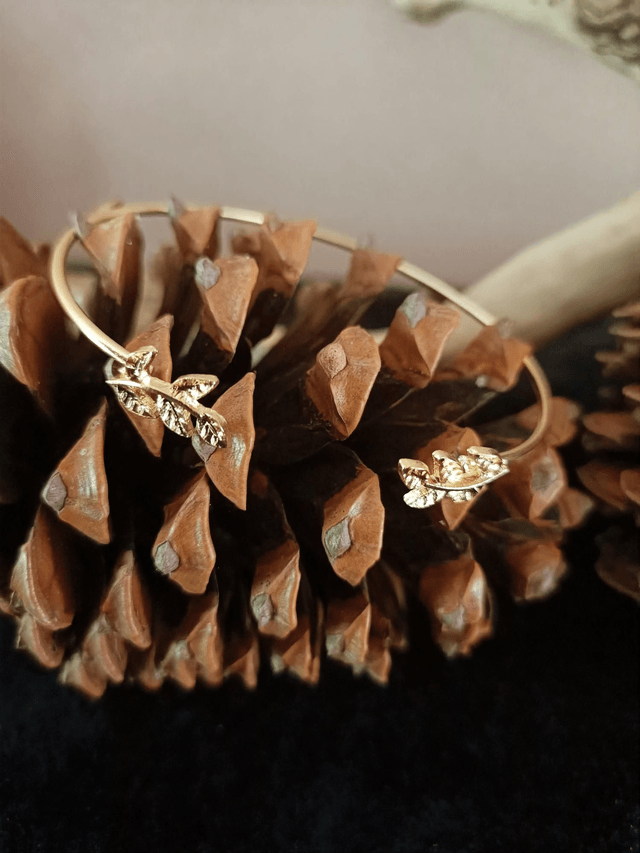 Bracelet doré feuilles 