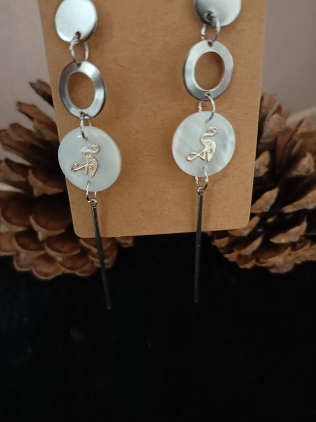 Boucles d'oreilles Flamant longue 