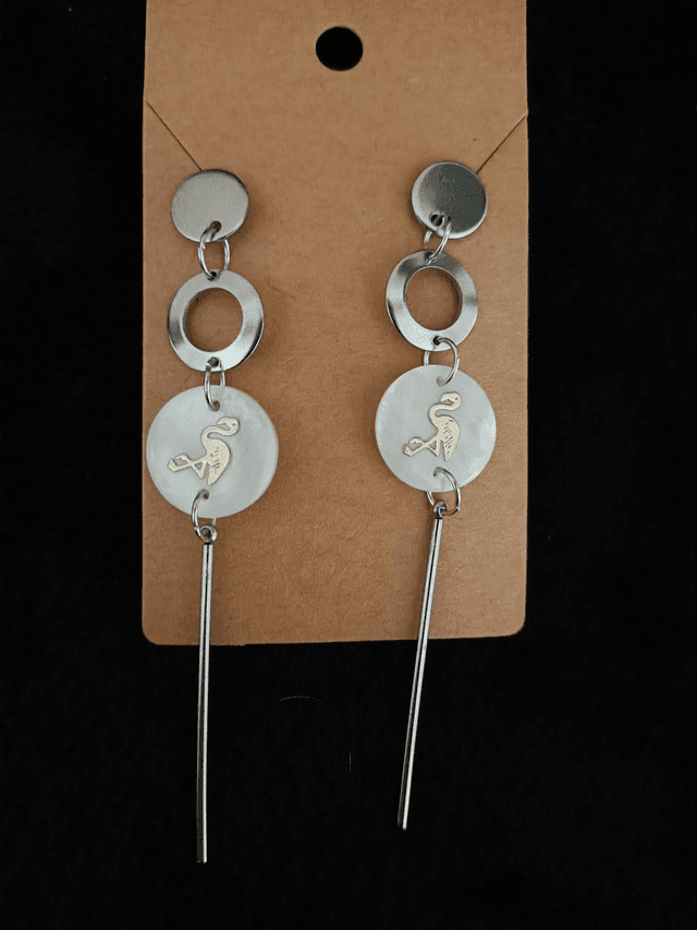 Boucles d&#039;oreilles Flamant longue 